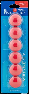 Opakowanie Magnesy do tablic Tetis czerwone gładkie 30mm/6