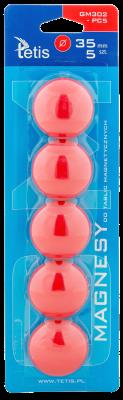 Opakowanie Magnesy do tablic Tetis czerwone gładkie 35mm/5