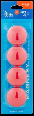 Opakowanie Magnesy do tablic Tetis czerwone gładkie 40mm/4
