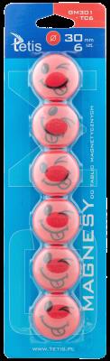 Opakowanie Magnesy do tablic Tetis czerwone języki 30mm/6
