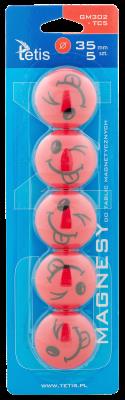 Opakowanie Magnesy do tablic Tetis czerwone języki 35mm/5