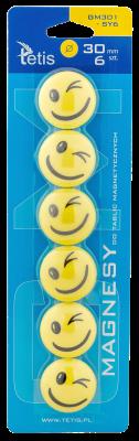 Opakowanie Magnesy do tablic Tetis żółte uśmiechy 30mm/6