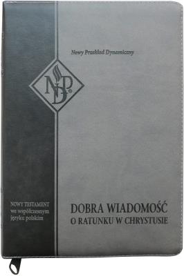 Okładka książki Nowy Testament NPD, szara, suwak i paginatory