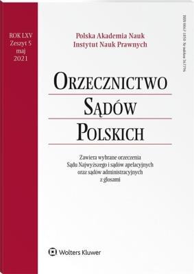 Okładka książki Orzecznictwo Sądów Polskich 5/2021