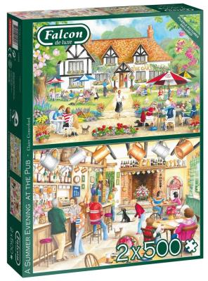 Puzzle 2x500 Falcon Letni wieczór w pubie G3. Wydawca: Jumbo. SmakLiter.pl Opakowanie Puzzle 2x500 Falcon Letni wieczór w pubie G3