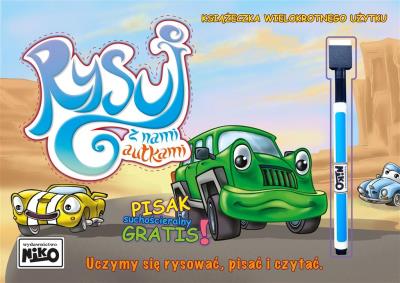 Rysuj z nami autkami. Autor: Kopeć Krzysztof. SmakLiter.pl Okładka książki Rysuj z nami autkami