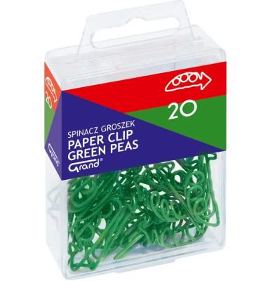 Opakowanie Spinacze groszek zielony T4 30mm 20szt GRAND