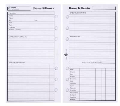 Opakowanie Wkład do organizera ST dane klienta ANTRA