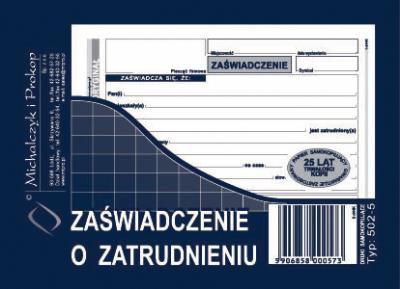 Opakowanie Zaświadczenie o zatrudnieniu A6