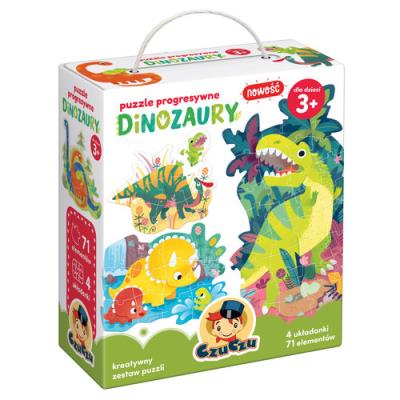 CzuCzu Puzzle progresywne Dinozaury 3+. Wydawca: Bright Junior Media. SmakLiter.pl Opakowanie CzuCzu Puzzle progresywne Dinozaury 3+