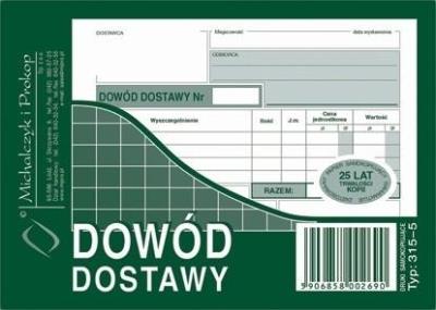 Opakowanie Dowód dostawy A6 315-5