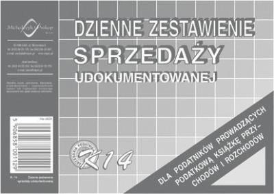 Opakowanie Dzienne zestawienie sprzedaży udokumentowanej K-14