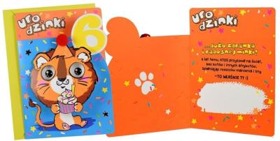 Opakowanie Karnet B6 DK-797 Urodziny 6 lwiątko