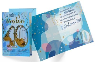 Opakowanie Karnet B6 konfetti KNF-037 Urodziny 40 męskie