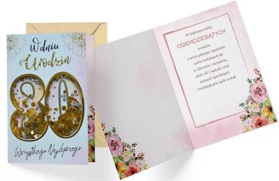 Opakowanie Karnet B6 konfetti KNF-043 Urodziny 80