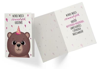 Opakowanie Karnet PR-323 Urodziny 4 dziewczynka