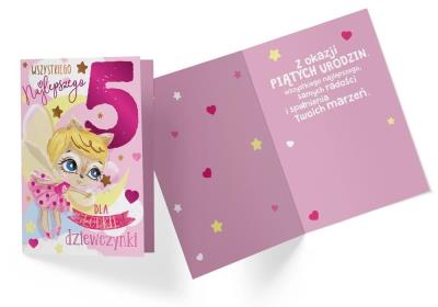 Opakowanie Karnet PR-325 Urodziny 5 dziewczynka