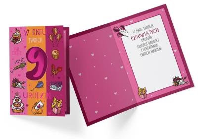 Opakowanie Karnet PR-333 Urodziny 9 dziewczynka