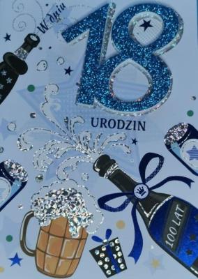 Opakowanie Karnet Przestrzenny B6 Urodziny 18 piwo