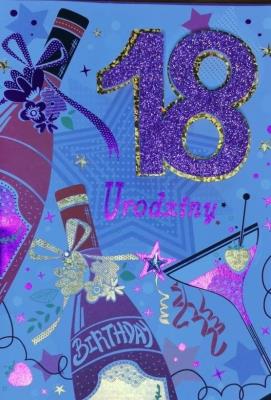 Opakowanie Karnet Przestrzenny B6 Urodziny 18 szampan