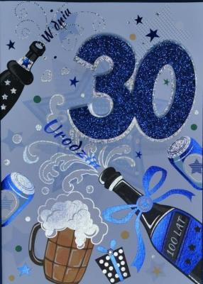 Opakowanie Karnet Przestrzenny B6 Urodziny 30 mężczyzna