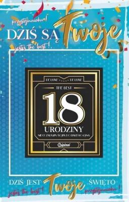 Opakowanie Karnet Urodziny 18 męskie + naklejka 2K - 007