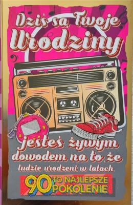 Opakowanie Karnet Urodziny lata 90. 2K - 045