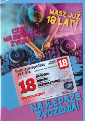 Opakowanie Karnet Urodziny Osiemnastka Gift-M-124