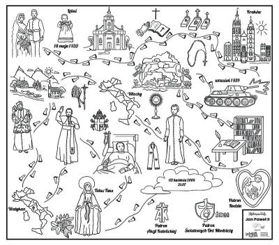 Okładka książki Mega kolorowanka. Śladami św. Jana Pawła II