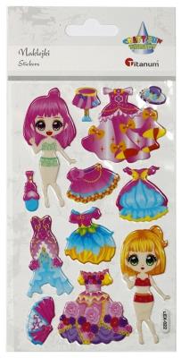 Opakowanie Naklejki wypukłe lalki i stroje 12szt