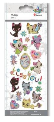 Opakowanie Naklejki wypukłe miękkie koty, serca, kwiaty 20szt