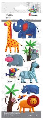 Opakowanie Naklejki wypukłe miękkie zwierzęta safari 10szt