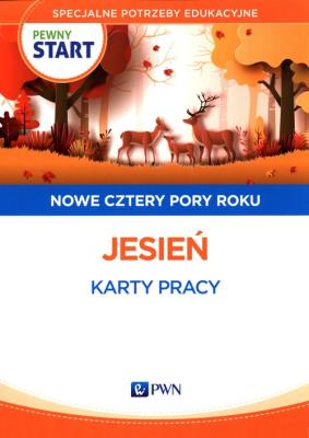 Pewny Start Nowe Cztery pory roku Jesień Karty pracy. Autor:   Praca zbiorowa. SmakLiter.pl Okładka książki Pewny Start Nowe Cztery pory roku Jesień Karty pracy
