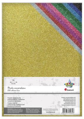 Opakowanie Pianka samoprzylepna brokatowa 20x30cm 10 kolorów