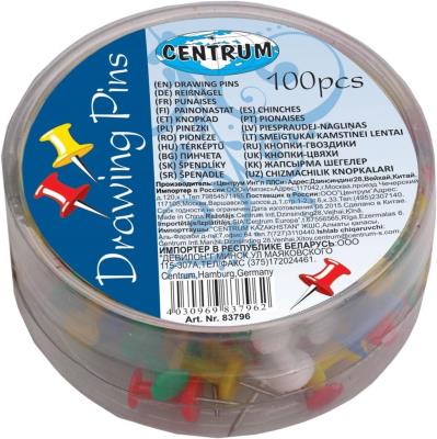 Pinezki beczułki kolorowe 10mm 100szt 83796. Wydawca: Centrum. SmakLiter.pl Opakowanie Pinezki beczułki kolorowe 10mm 100szt 83796