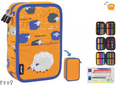 Opakowanie Piórnik Milan 3 poziomowy z wyposażeniem BE WOOL pomarańczowy