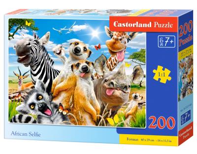 Puzzle 200 Afrykańskie selfie B-222148. Wydawca: CASTOR. SmakLiter.pl Opakowanie Puzzle 200 Afrykańskie selfie B-222148