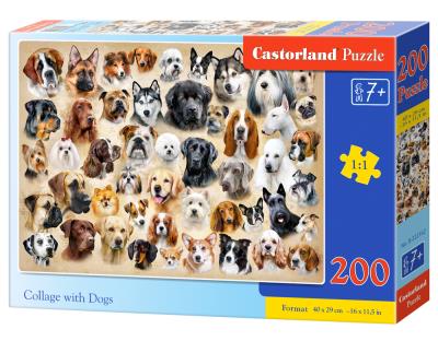 Puzzle 200 Collage with Dogs B-222162. Wydawca: CASTOR. SmakLiter.pl Opakowanie Puzzle 200 Collage with Dogs B-222162