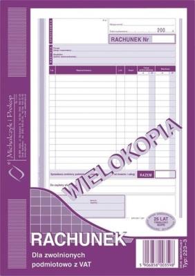 Opakowanie Rachunek dla zwolnionych podmiotowo z VAT 223-3