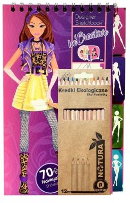 Opakowanie Zestaw malowanka kreatywna Stylistka z naklejkami + 12 kredek