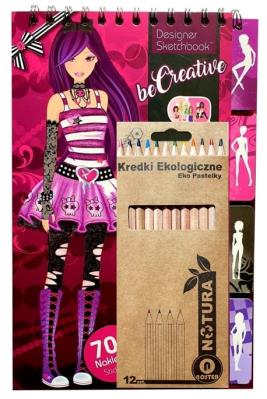 Opakowanie Zestaw malowanka kreatywna Stylistka z naklejkami + 12 kredek