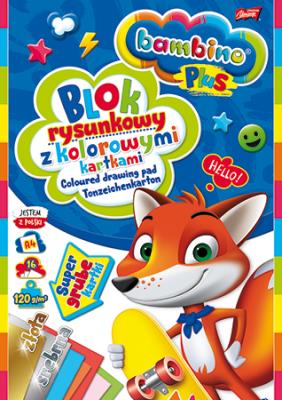 Opakowanie Blok rysunkowy z kolorowymi kartkami Bambino PLUS A4 16 kartek - 120g/m2 (złota srebrna) PAKIET 10 sztuk