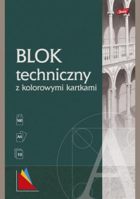 Opakowanie Blok techniczny z kolorowymi kartkami A4 10 kartek PAKIET 10 sztuk
