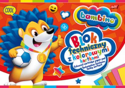 Opakowanie Blok techniczny z kolorowymi kartkami Bambino A4 10 kartek PAKIET 10 sztuk