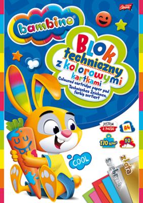 Opakowanie Blok techniczny z kolorowymi kartkami Bambino A4 10 kartek (złota i srebrna kartka) PAKIET 10 sztuk