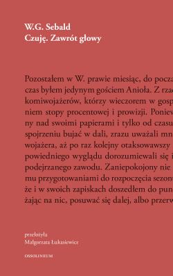 Czuję. Zawrót głowy. Autor: Sebald W.G.. SmakLiter.pl Okładka książki Czuję. Zawrót głowy