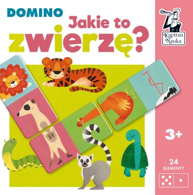 Kapitan Nauka. Jakie to zwierzę? Domino. Autor: Katarzyna Nowowiejska. SmakLiter.pl Okładka książki Kapitan Nauka. Jakie to zwierzę? Domino