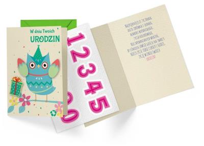 Opakowanie Karnet B6 DK-858 Urodziny sowa (wymienne cyfry)