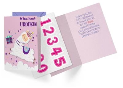 Opakowanie Karnet B6 DK-860 Urodziny lama (wymienne cyfry)