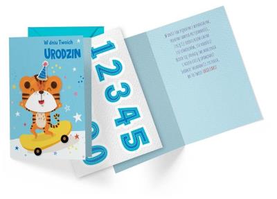 Opakowanie Karnet B6 DK-861 Urodziny tygrys (wymienne cyfry)